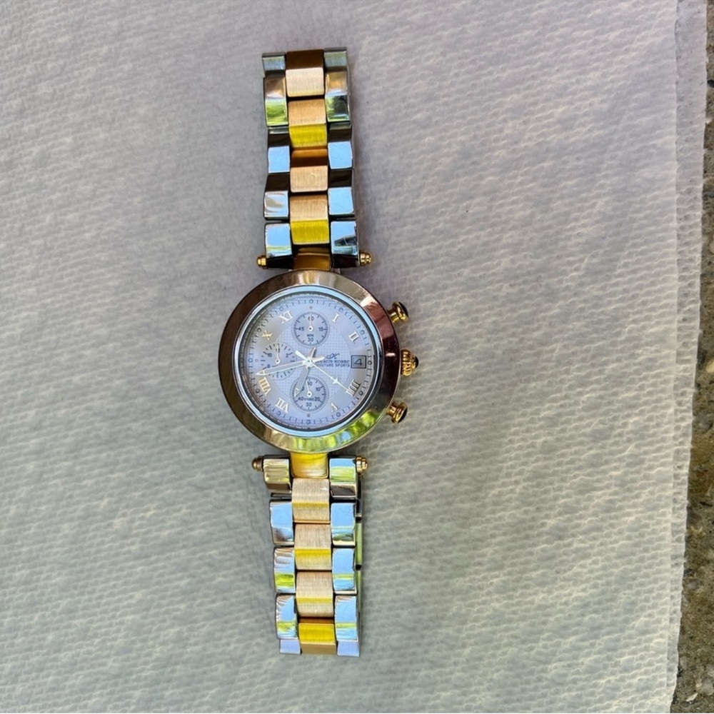 Gold and Silver Chronograph Watch